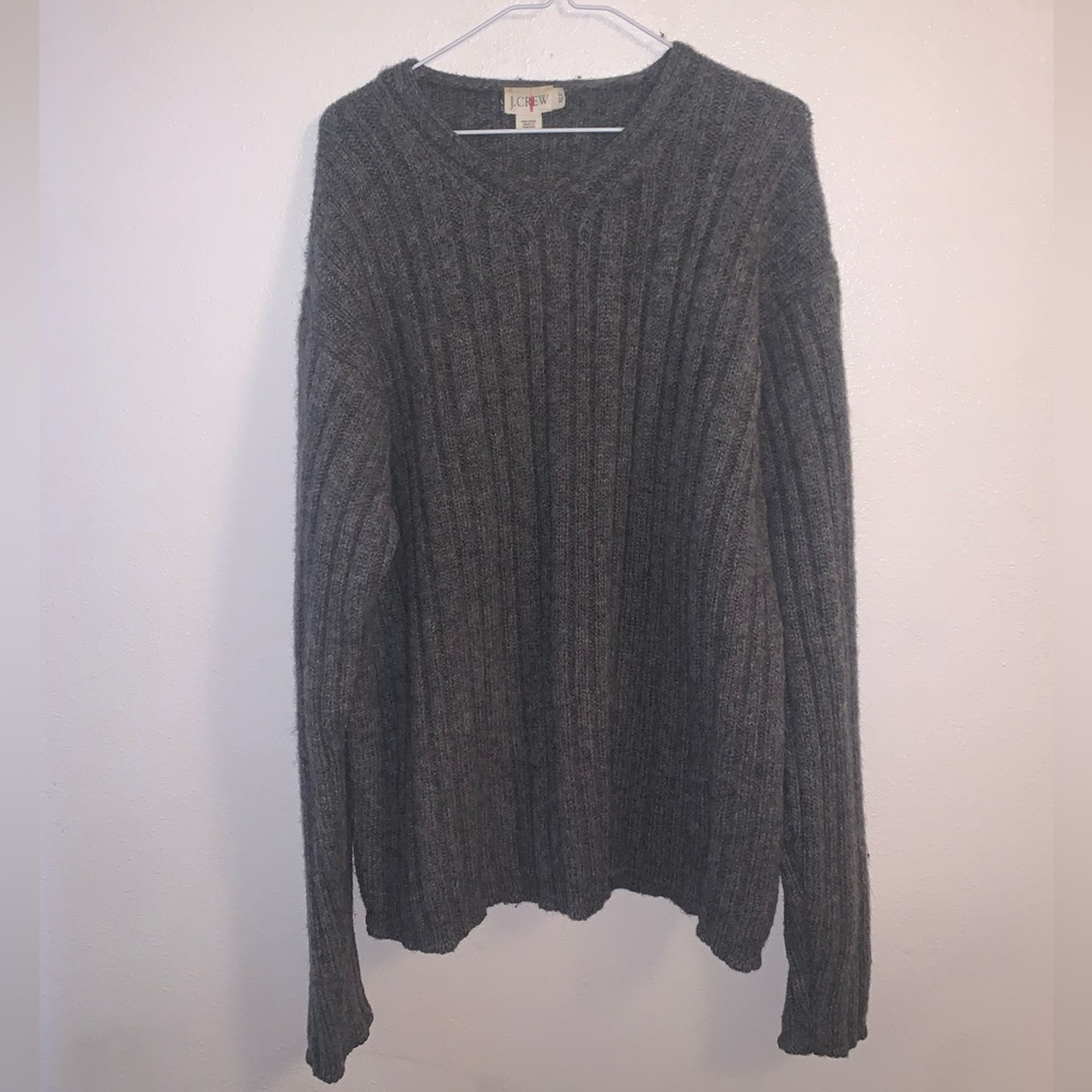 Gray J Crew 100% Wool Long Sleeve Sweater Size XLT